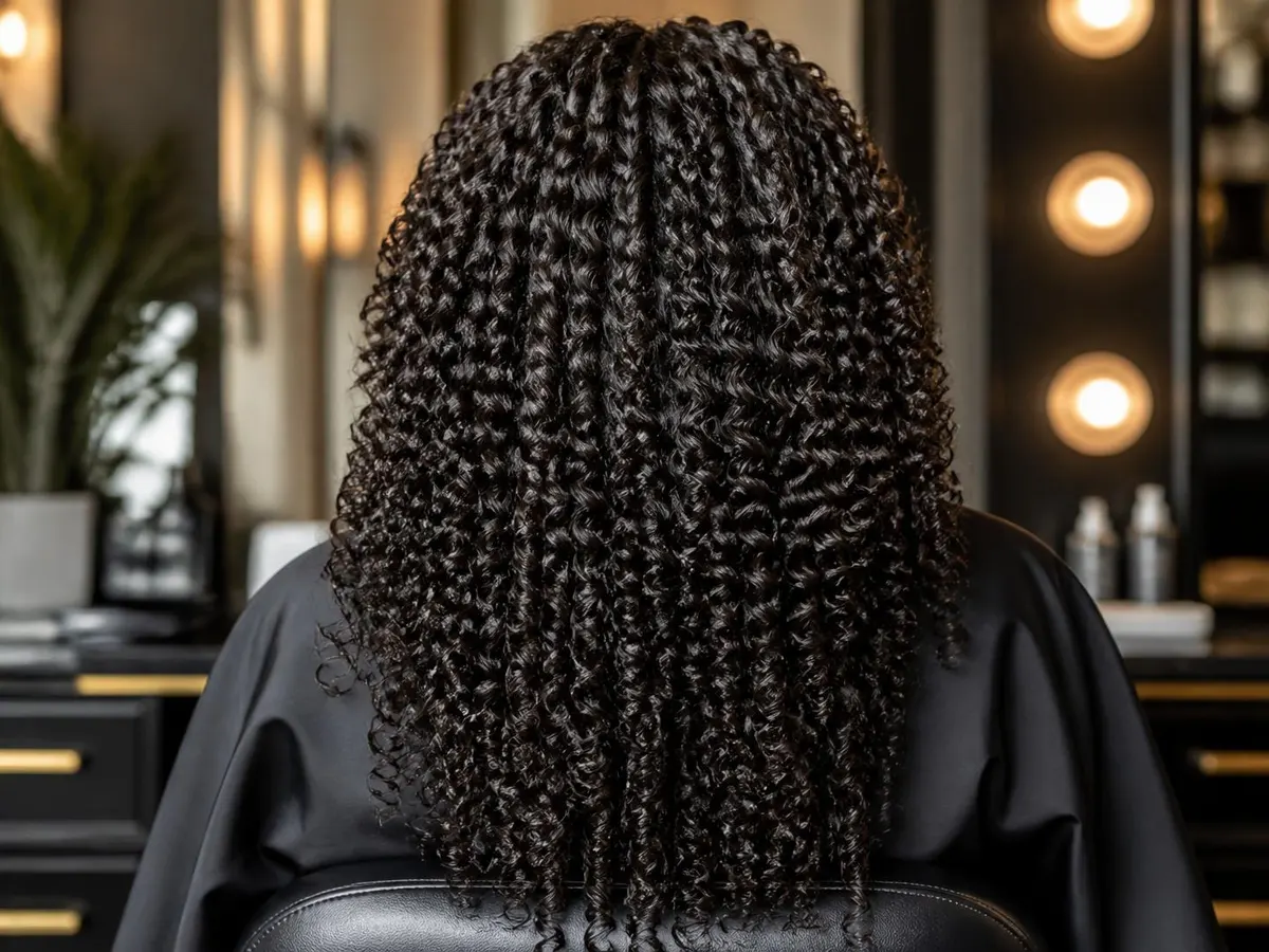Shiny defined natural curls from behind